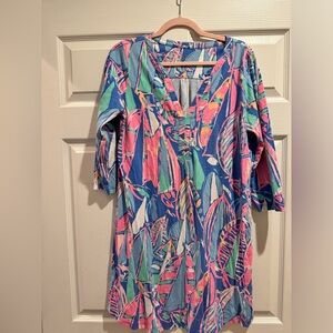 Lilly Pulitzer Ali Dress Out to Sea T-Shirt Dress Sz L